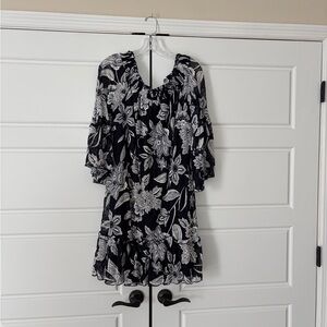 Westport Navy and White Floral Long Sleeve Dress